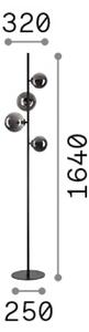 IDEAL LUX Lampa stojąca Perlage, mosiężny / złoty, salon / jadalnia, metal