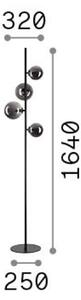 IDEAL LUX Lampa stojąca Perlage, mosiężny / złoty, salon / jadalnia, metal