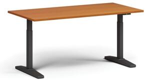 Stół z regulacją wysokości, elektryczny, 675-1325 mm, blat 1600x800 mm, podstawa czarna, czereśnia