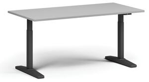 Stół z regulacją wysokości, elektryczny, 675-1325 mm, blat 1600x800 mm, podstawa czarna, szary