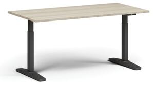 Stół z regulacją wysokości, elektryczny, 675-1325 mm, blat 1600x800 mm, podstawa czarna, dąb naturalny