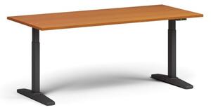 Stół z regulacją wysokości, elektryczny, 675-1325 mm, blat 1800x800 mm, podstawa czarna, czereśnia
