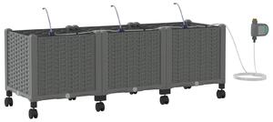 Donica ogrodowa z nawadnianiem i kółkami 3 szt. jasnoszary PP