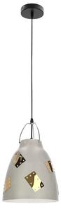 Szara lampa wisząca z chromowanymi elementami - D150 D4-K15