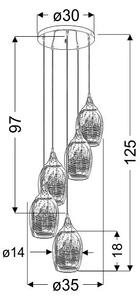 Srebrna szklana lampa wisząca - D147 G1-N34