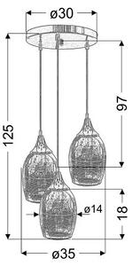 Potrójna lampa wisząca z chromowanym kloszem - 12X D146 G6-S12