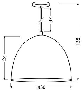 Szara lampa wisząca z chromowanymi elementami - D150 D4-K15
