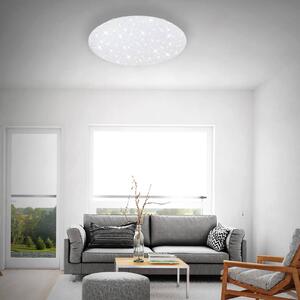 Briloner Lampa sufitowa LED Verb, biała, Ø 75,5 cm, CCT, pilot możliwość ściemniania, biały / opal, salon / jadalnia, metal