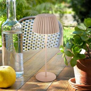 Briloner Lampa stołowa LED z akumulatorem Brilo unplugged Riffle, 36 cm, beżowa możliwość ściemniania, kremowy / amber, salon / jadalnia, metal