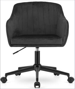 Czarny welurowy fotel obrotowy do gabinetu - Brasi