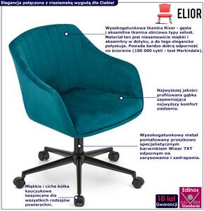 Zielone aksamitne biurowe krzesło obrotowe - Brasi
