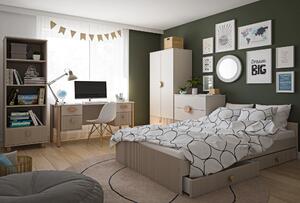 Zestaw mebli młodzieżowych Cozy LOFT Young kaszmir - Łóżko 200x120, szafa, regał, komoda, biurko