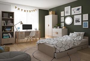 Zestaw mebli młodzieżowych Cozy LOFT Young biały - Łóżko 160x80, szafa, regał, komoda, biurko