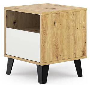 Stolik nocny do sypialni skandynawskiej dąb artisan + biały M7-M15