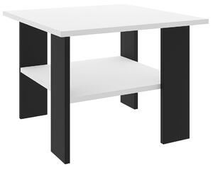 Kwadratowy stolik kawowy z półką biały + czarny - Zebi