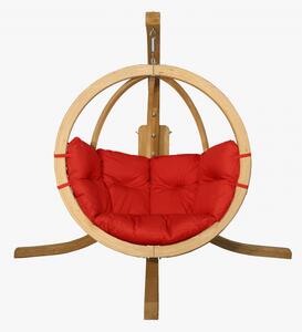 Fotel bujany z drewnianej konstrukcji, koloru Czerwony