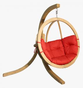 Fotel bujany z drewnianej konstrukcji, koloru Czerwony