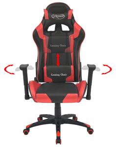 Rozkładane krzesło biurowe, sportowe, sztuczna skóra, czerwone