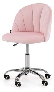 MebleMWM Krzesło obrotowe OF-500 | jasny róż welur | srebrna noga