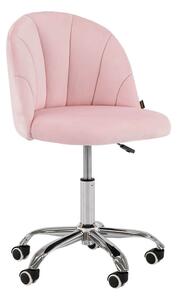 MebleMWM Krzesło obrotowe OF-500 | jasny róż welur | srebrna noga