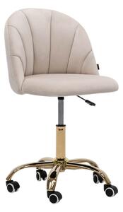 MebleMWM Krzesło obrotowe OF-500 | beżowy welur | złota noga