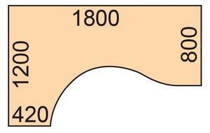 Biurko narożne PRIMO GRAY, 1800 x 1200 mm, lewe, szary/buk