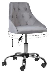 Nowoczesne szare welurowe krzesło biurowe pikowane regulowana wysokość Parrish Beliani