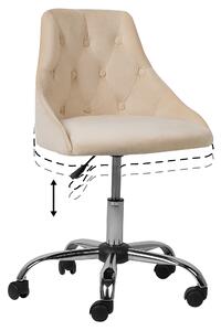 Nowoczesne beżowe welurowe krzesło biurowe pikowane regulowana wysokość Parrish Beliani