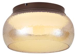 Lampa sufitowa Art Deco brązowa z bursztynowym szkłem z LED ściemnialna 3-stopniowo - Thimble