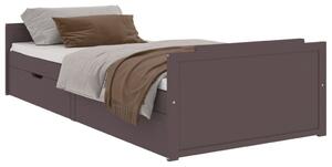 Rama łóżka z szufladami, ciemny brąz, sosnowa, 90 x 200 cm