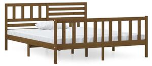 Rama łóżka, lite drewno, brązowa, 135x190 cm, 4FT6, podwójna