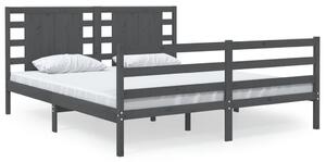 Rama łóżka, szara, lite drewno sosnowe, 180x200 cm, Super King
