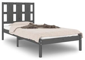 Rama łóżka, szara, lite drewno, 75x190 cm, pojedyncza