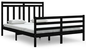 Rama łóżka, czarna, lite drewno, 150x200 cm
