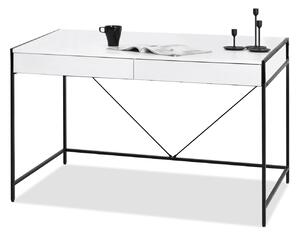 Minimalistyczne biurko z dużym blatem i szufladami unif biało - czarne