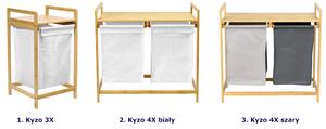 Biały podwójny bambusowy kosz na pranie - Kyzo 4X