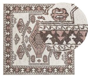 Retro dywan wełniany tkany 200 x 200 cm wzór orientalny wielokolorowy Tomarza Beliani