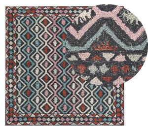 Orientalny dywan wełniany wzór geometryczny 200 x 200 cm wielokolorowy Haymana Beliani