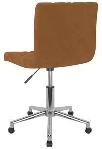Aksamitny brązowy fotel obrotowy na kółkach