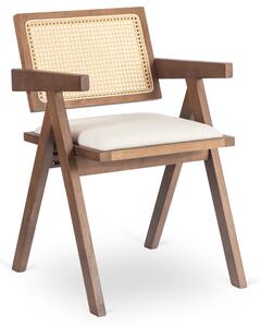 Krzesło Drewniane MADERA 2 Orzech/Beż Ażurowe Klasyczne Retro