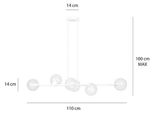 Rossi lampa wisząca 6-punktowa biała/transparentna 877/6