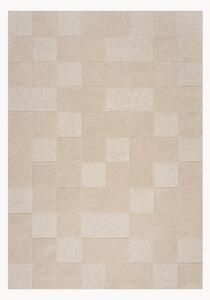 Ręcznie tuftowany dywan z wełny z wypukłą strukturą Checkerboard