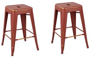 Zestaw 2 hokerów stołków barowych metalowy 60 cm czerwono-złoty Cabrillo Beliani