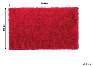 Puszysty dywan 140 x 200 cm czerwony poliestrowy chodnik shaggy Cide Beliani