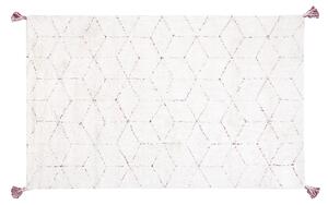 Dywan Shaggy 140 x 200 cm geometryczny wzór z frędzelkami biały Sakarya Beliani