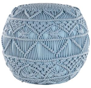 Okrągły dziergany puf boho otoman bawełna niebieski 40 x 40 cm Kayseri Beliani