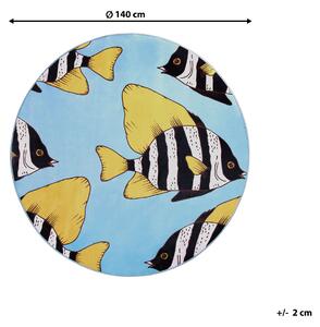 Dywan dziecięcy wielokolorowy okrągły ø 140 cm żółte rybki Fizme Beliani