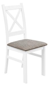 Krzesło do jadalni tapicerowane krzyżak Biały/Jasny Brąz