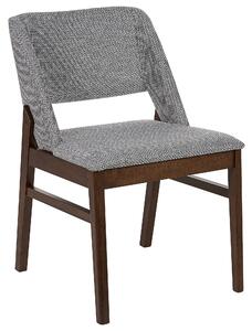 Zestaw 2 krzeseł do jadalni tapicerowane ciemne drewno z szarym Bella Beliani