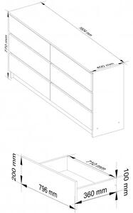 Komoda z szufladami do sypialni biały + grafit połysk - Olin 4X